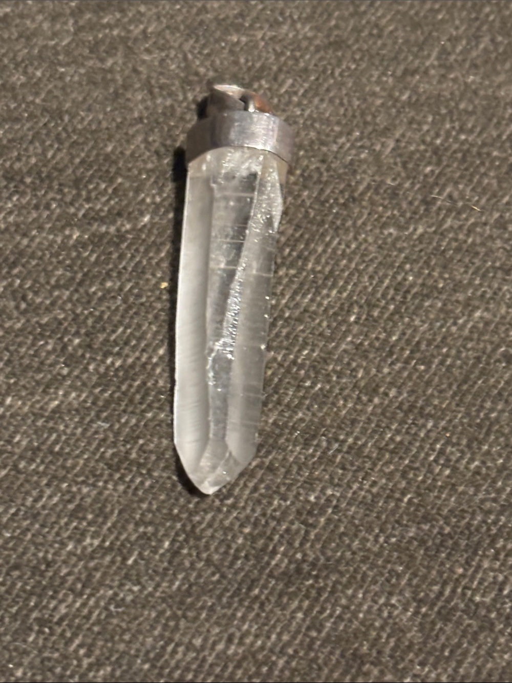 Vintage 1970s .925 Sterling Silver Clear Healing Crystal Point Pendant